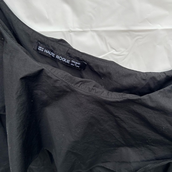 Haute rouge designed in New York ruffle wrap black dress one shoulder - Picture 5 of 9